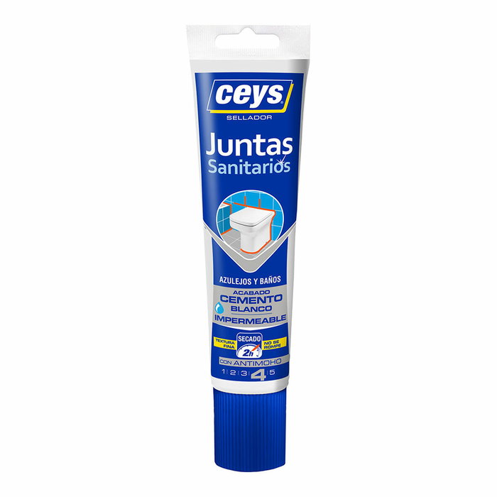 Ceys Sellador de juntas sanitarios acabado cemento blanco 125 ml