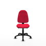Silla de oficina Algarra con mecanismo Asincro tapizada con Tela color Rojo. Equipada con Base poliamida negra, Sin brazos y Ruedas de nailon 50 mm