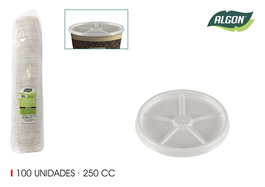 Algon Set 100 Tapas para Vasos de Café 250cc 8 x 8 x 0,8 cm (20 Unidades)