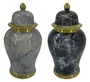 DKD Home Decor Tibor de Porcelana Simil Mármol 22x22x42 cm