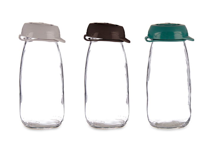 Vivalto Botella de Cristal 250 ml con Surtido de 3 Colores, Vidrio y Plástico, 5x6x14 cm (Set de 24)