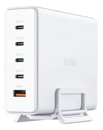 D-Link DCF-241 Cargador de sobremesa GaN 240W, 4 Puertos USB-C + 1 USB-A, Quick Charge, PD 3.1, Carga rápida, Blanco, Universal 110-240V