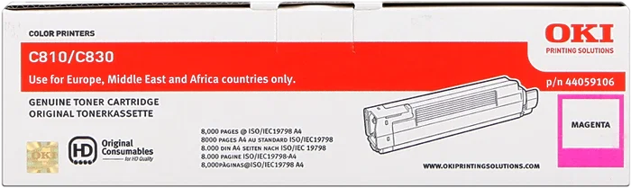 Oki Cartucho de Tóner Magenta 44059106 para C810/C830 Oki Cartucho de Tóner Magenta 44059106 para C810/C830