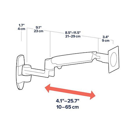 Ergotron LX Wall Monitor Arm, 1 Brazo, Pared, Blanco, 11.3 kg Capacidad, Pantallas 20-34 pulgadas, VESA 75x75-100x100 mm, LX Series