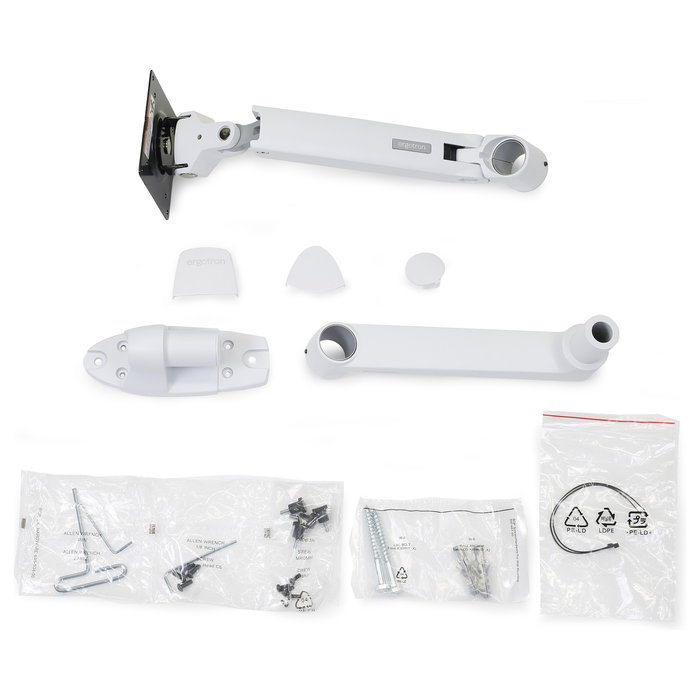 Ergotron LX Wall Monitor Arm, 1 Brazo, Pared, Blanco, 11.3 kg Capacidad, Pantallas 20-34 pulgadas, VESA 75x75-100x100 mm, LX Series