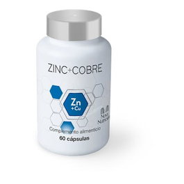 N&N NOVA NUTRICION Zinc+Cobre 60 Cap. Complemento alimenticio vegano, sin gluten, 20 mg Zinc y 0,25 mg Cobre por cápsula.