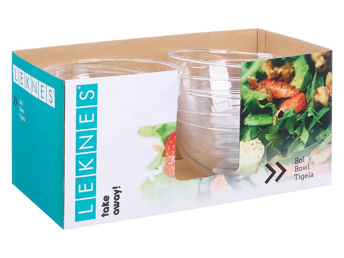 Leknes Bol Redondo Grande Transparente 3,5 L Plástico 25.5x12.5x25.5 cm (Set de 24)