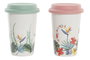 DKD Home Decor Mug Tropical Colección Tropic Garden Multicolor 10 x 14 x 10 cm (6 Unidades) Porcelana y Silicona 400ml
