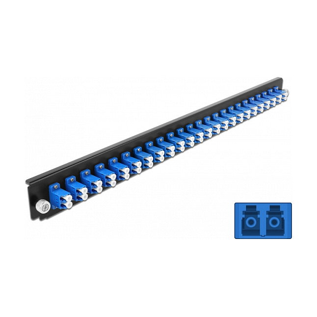 DeLOCK Panel de conexión de fibra óptica 24 puertos LC Duplex azul 19″