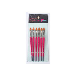 Pryse 6102010 Juego de pinceles Cat's tongue brush 6 piezas, Azul, Rosa, Púrpura, Plata