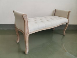 DKD Home Decor Descalzadora Tradicional Beige Natural Lino y Rubberwood 109 x 45 x 60 cm (2 Unidades)