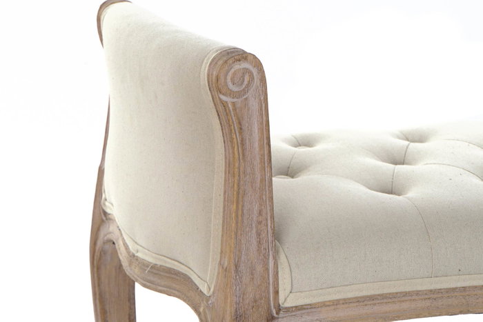 DKD Home Decor Descalzadora Tradicional Beige Natural Lino y Rubberwood 109 x 45 x 60 cm (2 Unidades)