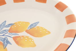 DKD Home Decor Bandeja Mediterraneo Limones 25 Gres Amarillo Azul Blanco 26 x 3.3 x 35 cm (2 Unidades)