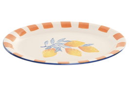 DKD Home Decor Bandeja Mediterraneo Limones 25 Gres Amarillo Azul Blanco 26 x 3.3 x 35 cm (2 Unidades)