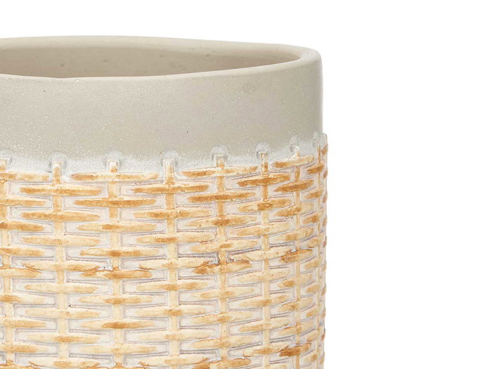 Ibergarden Maceta Cemento Efecto Ratan Gris 14 cm x 12.5 cm x 14 cm (Set de 12)