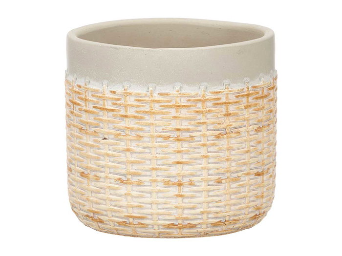 Ibergarden Maceta Cemento Efecto Ratan Gris 14 cm x 12.5 cm x 14 cm (Set de 12)