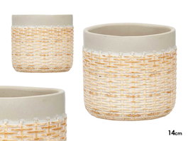 Ibergarden Maceta Cemento Efecto Ratan Gris 14 cm x 12.5 cm x 14 cm (Set de 12)