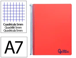 Liderpapel Cuaderno Espiral A7 Micro Wonder Rojo 100 Hojas Cuadro 5mm