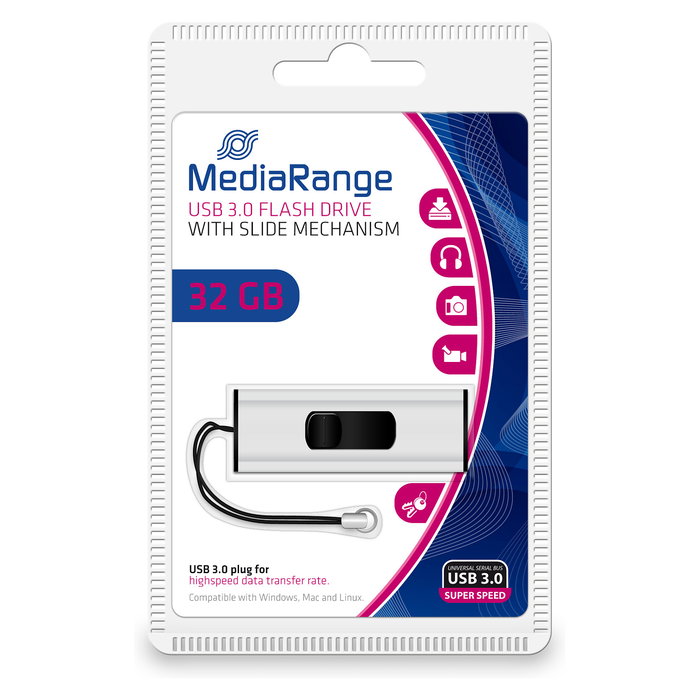 MEDIARANGE MR916 Memoria USB 32GB USB 3.2 Typ-A Negro Plata