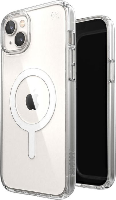 Speck Presidio Perfect Clear + Ms Funda para iPhone 14 Plus y 15 Plus con MagSafe, Transparente