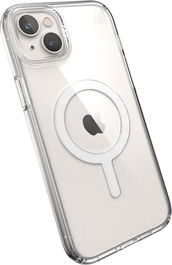 Speck Presidio Perfect Clear + Ms Funda para iPhone 14 Plus y 15 Plus con MagSafe, Transparente
