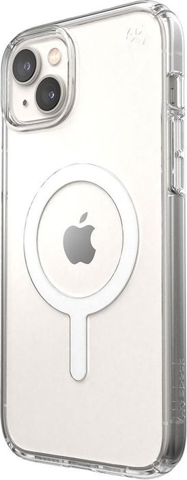 Speck Presidio Perfect Clear + Ms Funda para iPhone 14 Plus y 15 Plus con MagSafe, Transparente