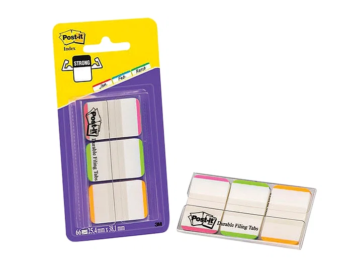Post-it Banderitas Separadoras Index Verde, Rojo y Azul Dispensador Funda 3x22 Medidas 38,1 x 25,4 mm