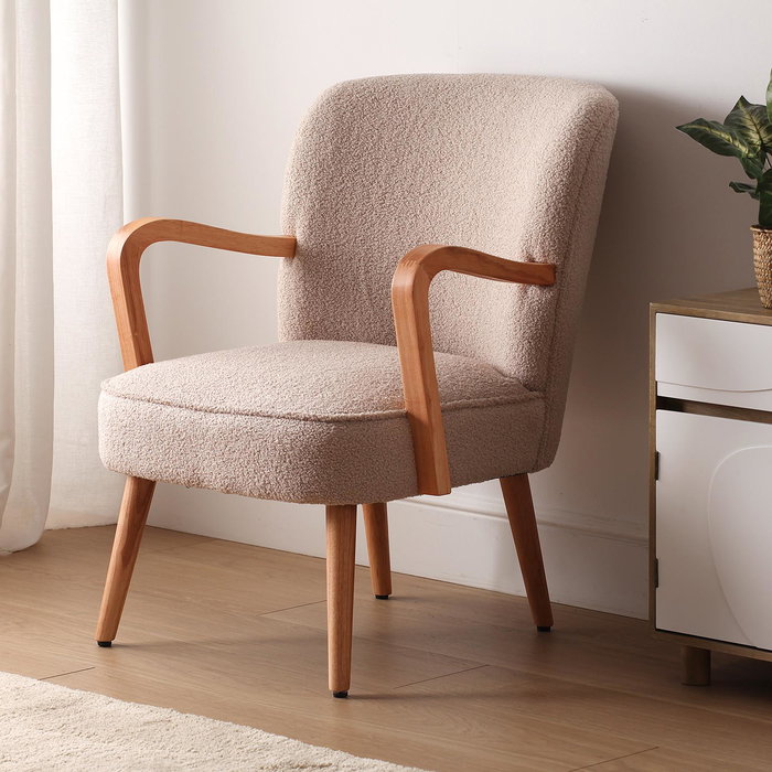 Versa Sillón con Reposabrazos Kora Beige 70x79x62 cm Versa Sillón con Reposabrazos Kora Beige 70x79x62 cm