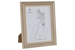 DKD Home Decor Marco de Fotos Acolchado de Lino 26x31 cm Natural