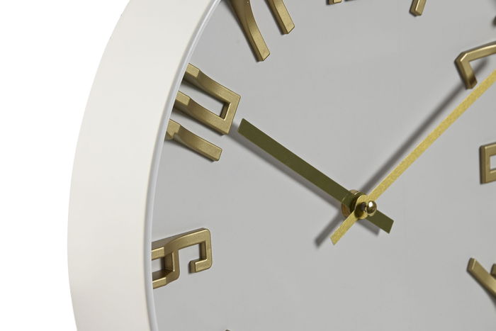 DKD Home Decor Reloj de Pared Scandi Blanco Natural 4 x 30 x 30 cm (2 Unidades)