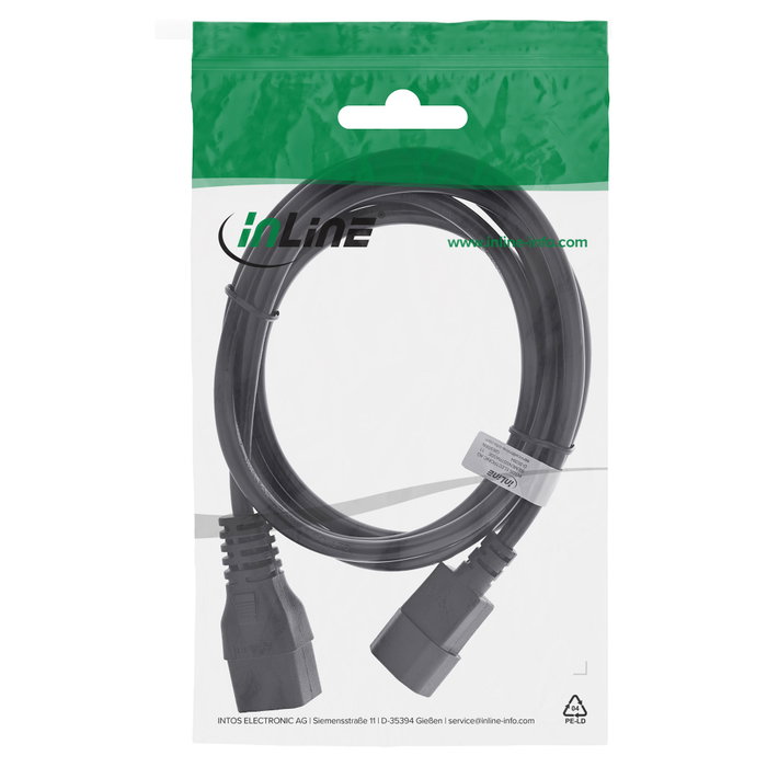InLine Cable de alimentación IEC-60320 C14 a C19, 3x 1,5mm2, 10A, 2m, negro InLine Cable de alimentación IEC-60320 C14 a C19, 3x 1,5mm2, 10A, 2m, negro