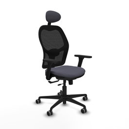 PIQUERAS Y CRESPO Silla de oficina Jorquera con mecanismo Sincro/Traslack, Gris oscuro y Negro