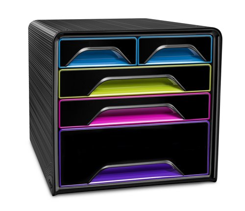 Cep Fichero de 5 Cajones Mixtos Negro/Multicolor 360x288x270 mm