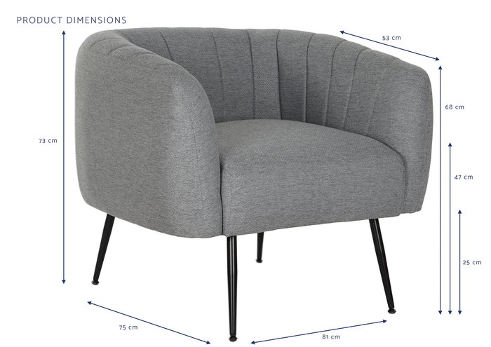 DKD Home Decor Sillón Scandi Gris Negro 81x75x73 cm DKD Home Decor Sillón Scandi Gris Negro 81x75x73 cm