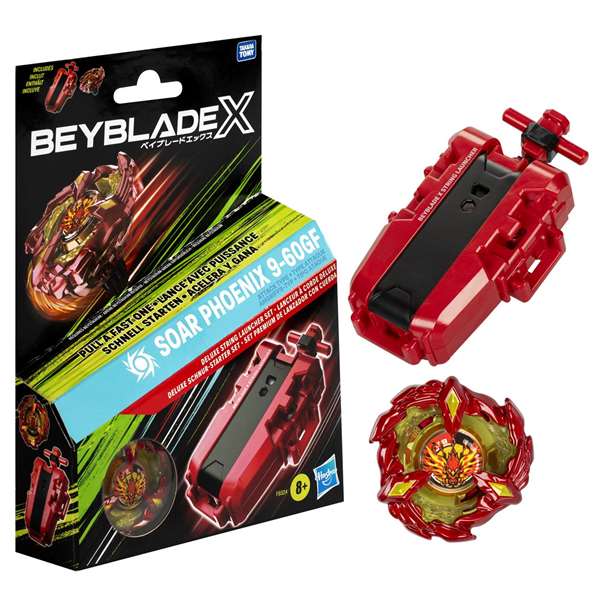HASBRO Beyblade X Set Premium Lanzador con Cuerda y Soar Phoenix 9-60GF