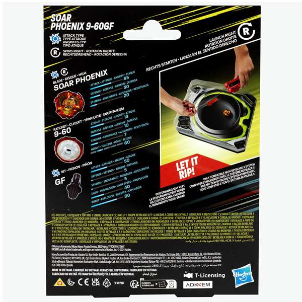 HASBRO Beyblade X Set Premium Lanzador con Cuerda y Soar Phoenix 9-60GF