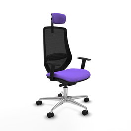 PIQUERAS Y CRESPO Silla de oficina Mardos con mecanismo Sincro/Traslack, Lila y Negro