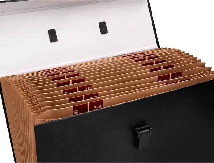 Liderpapel Maletín con fuelle y asa, 19 departamentos, negro