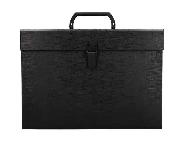 Liderpapel Maletín con fuelle y asa, 19 departamentos, negro