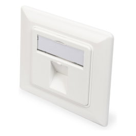 Digitus Marco de Módulo Keystone 80x80 mm con Placa Central 50x50 mm RJ-45, Blanco, Metal, para Módulos Keystone, Temperatura -20 a 70 °C
