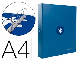 Antartik Carpeta 4 Anillas 40mm Mixtas A4 Forrada Color Azul Marino