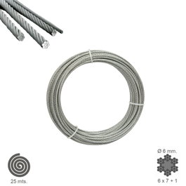 WOLFPACK LINEA PROFESIONAL Cable Galvanizado 6 mm (Rollo 25 Metros)