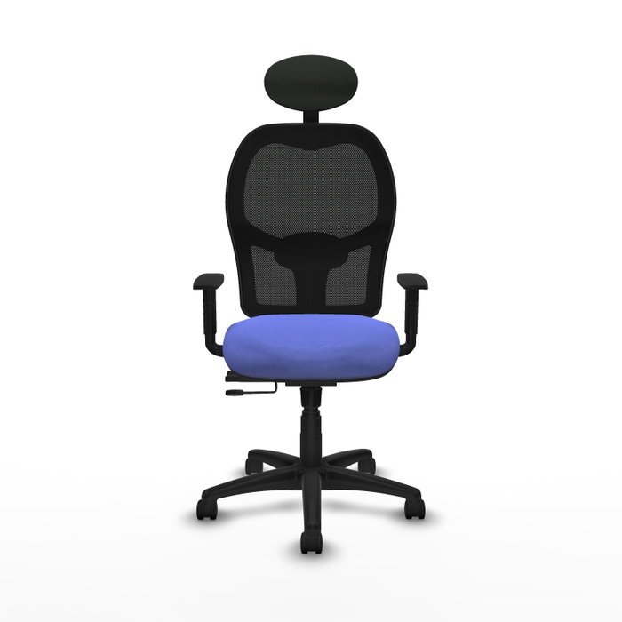 PIQUERAS Y CRESPO Silla de oficina Alocén traslack malla negra Bali azul claro