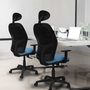 PIQUERAS Y CRESPO Silla de oficina Alocén traslack malla negra Bali azul claro
