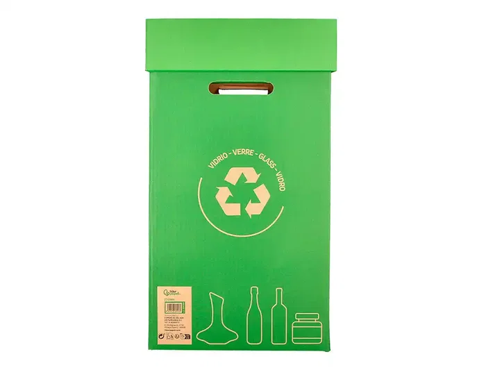 Liderpapel Contenedor Papelera Reciclaje Vidrio Carton Reciclado 450x350x650 mm 70 Litros Verde
