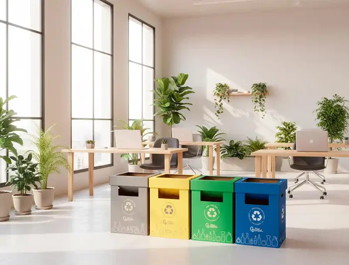 Liderpapel Contenedor Papelera Reciclaje Vidrio Carton Reciclado 450x350x650 mm 70 Litros Verde