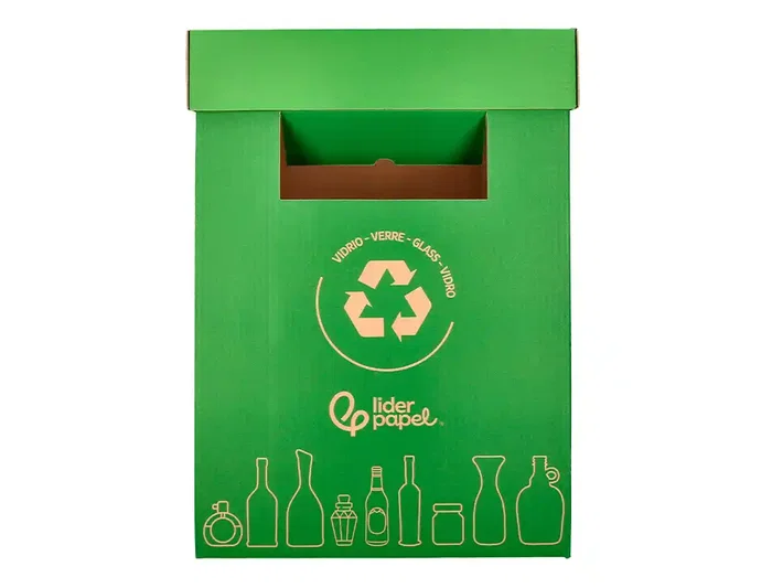 Liderpapel Contenedor Papelera Reciclaje Vidrio Carton Reciclado 450x350x650 mm 70 Litros Verde