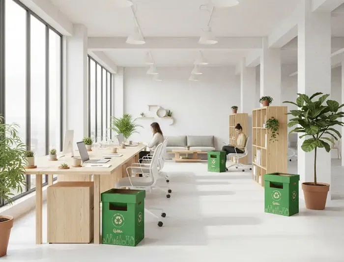 Liderpapel Contenedor Papelera Reciclaje Vidrio Carton Reciclado 450x350x650 mm 70 Litros Verde