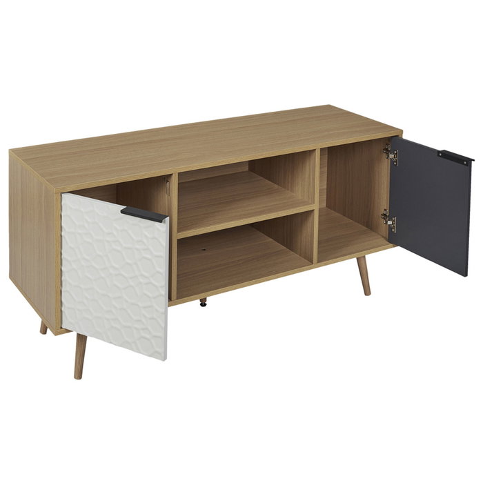 Home Deco Factory Mueble TV Sven Tricolor con Puertas y Estanterías 120x39x56.3 cm