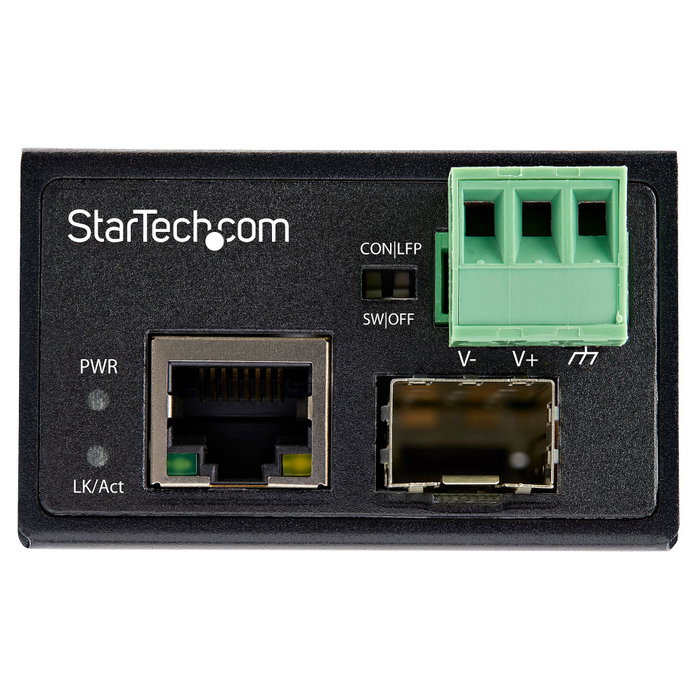 StarTech.com IMC100MSFP Conversor de Medios Ethernet Industrial 100 Mbit/s Fibra a RJ45 SFP IP30 12-56V DC